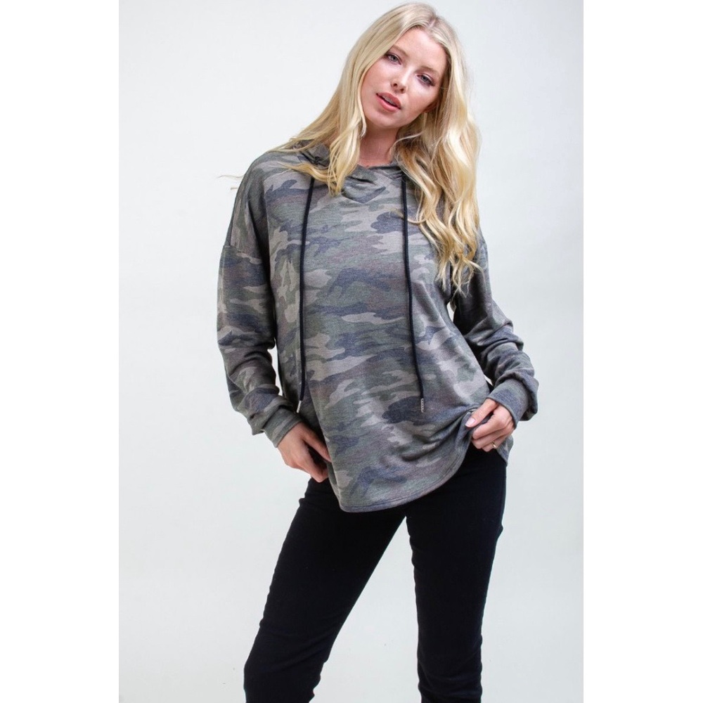 Camo French Terry Hoodie Sweater